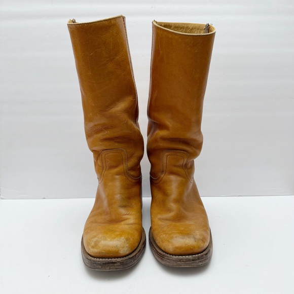 Vintage Frye 2556 Campus Boots Cognac Leather USA Made Black Label MENS Sz 9 D - Picture 3 of 14